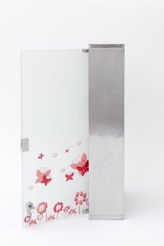 60cm Medizinschrank Arzneischrank Edelstahl matt Glas XXL Hausapotheke Schmetterlinge - 2