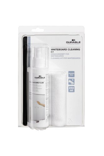 Durable 583300 Whiteboard Reinigungsset, 1 Mikrofasertuch, 25 x 25 cm, inklusiv 250 ml Pumpspray