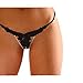 Produktbild New Schwarz Tanga String mit Strass Ketten vorne Dessous Unterwäsche Stripper Badeschuhe One Size 8-12