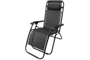 ARBUTUS Tumbona de Jardín Plegable y Reclinable, Hamaca con Cojín Cómoda y Resistente para Terraza, Camping y Patio (1, Negro)