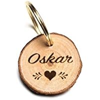 [Gesponsert]Hundemarke aus Rosenholz mit Wunsch Gravur (Pali Anhänger) beidseitig graviert / inkl. Schlüsselring für Halsband & Hundeleine