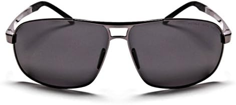 Tom Archer unisex premium stylish fashion designer rectangular polarized UV protection sunglasses with case cleaning cloth lens care kit (Gunmetal)