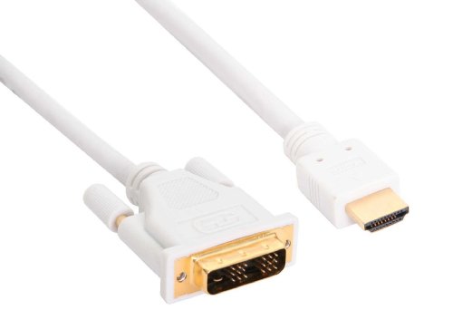 InLine 17662U HDMI Stecker-auf-DVI 18 Plus 1 Stecker Kabel (2 m) weiß/gold