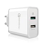 UGREEN USB Ladegerät 30W Handy Schnellladegerät 2 Ports Ladeadapter QC 3.0 für Samsung S8/S8+/S7/Note 8,iPhone 8/X/8 plus, Huawei Mate10/P10,Sony Xperia XZ, HTC One U11/10,LG G6/V30/Q6,Nokia 6 usw.