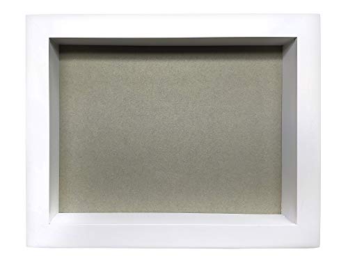 Marco de Fotos Original Tipo Caja, de Madera con Cristal, Cuadro Profundo para meter Objetos de colección: Objeto 3D, Pinzas con Fotos, Flores, medallas, etc. (Blanco, 25 x 20 x 5 cm)