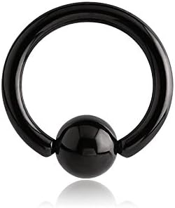 INOKI Ring Ball Black steel - Bangle/Rod/stem 1.6 mm, Diameter 14 mm, ball 6 mm