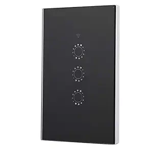 1/2/3 Gang Smart Switch, Ultra-Thin Luxury Remote Control Never Fades Smart Touch Switch, Shipbuilding for Chemical Industry Construction Home(Black, U.S. regulations)