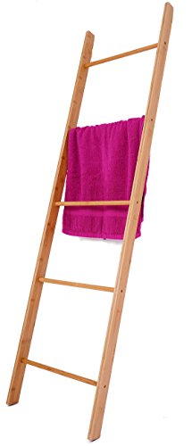 Bambus Handtuchleiter - 170x45 cm - Handtuchhalter Bad Regal - Handtuch Ständer Leiter