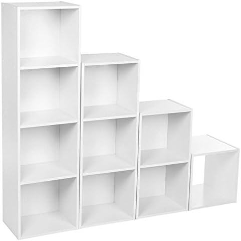Furnituremaxi 2 Tier Wooden Bookcase Display Shelves Storage Unit Home Office, Wood, White, 30 x 23.5 x 53.6 cm