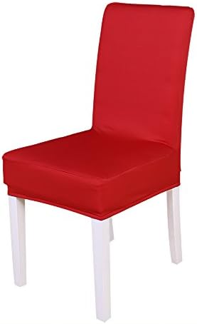 Pack of 2PC Elastic Chair Cover, Red Soft Polyester Spandex Lycra Removable Seat Cover Protector Stool Slipcovers for Hotel Restaurant Wedding Party Home Dining Room Decor
