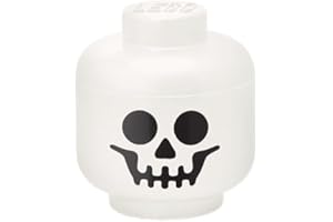 ROOM COPENHAGEN LEGO - Cabezal de almacenamiento (Mini) - Esqueleto - 4 x 4.5 pulgadas (10.2 x 11.5 cm) - Caja de almacenamiento de plástico apilable con tapa para organizador de juguetes para niños y decoración de