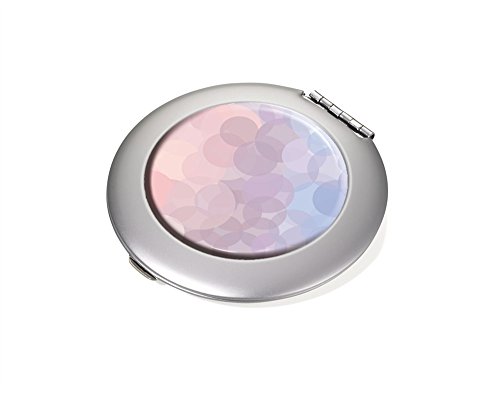 TROIKA SERENITY ROSE TASCHENSPIEGEL – #COM03-A166 – rund, silber – Spiegel und Vergrößerungsspiegel (1:2) – glänzend verchromt – mit Design-Aufkleber – Aluminium – TROIKA-Original