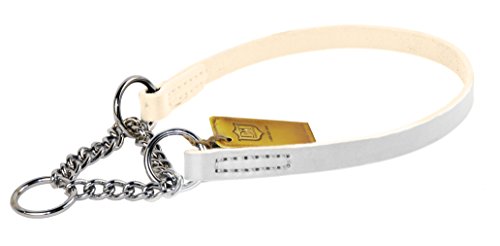 Dean-Tyler-22-Inch-by-34-Inch-Leather-Martingale-Dog-Choke-Collar-with-Chrome-Plated-Steel-Chain-Fits-Neck-20-Inch-to-22-Inch-White