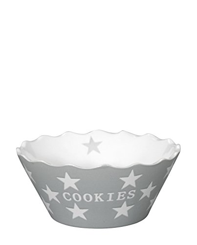 Preisvergleich Produktbild Krasilnikoff - Keksdose, Snackschale, Schale für Gebäck - Cookies - Light Grey - Keramik