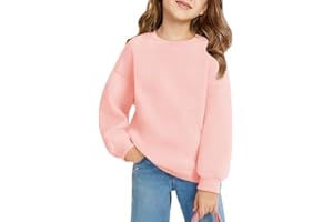 Haloumoning Girls Oversized Crewneck Sweatshirts Kids Fashion Fleece Drop Shoulder Pullover 5-14 Years