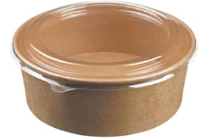 LEPETITMITRON Le bol salade kraft 1000 ML dia.14 cm H7 cm x 50 pièces + 50 couvercles