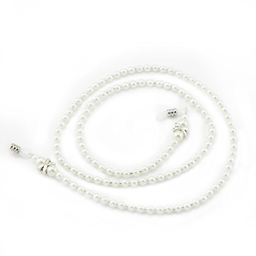 Aussel Weiße Perlen-wulstige Brillenketten-Sonnenbrille-Schnur Eyewear Halter-Seil-Ansatz-Bügel-Halter (Size 3)