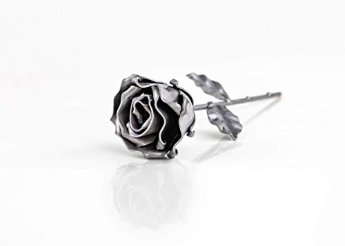 Rosa Eterna de Hierro Forjado Plateada - Forjada a Mano