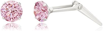 Sterling silver 3mm pink cubic zirconia cz Andralok stud earrings / Gift box