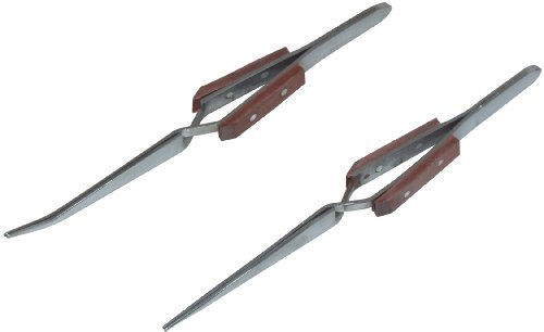Am-tech R0380 Wooden Handle Tweezer Set (2-Piece)