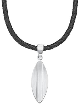 s.Oliver Kinder-Kette mit Anhänger Teenager Boys Edelstahl Leder 45 cm - 565592