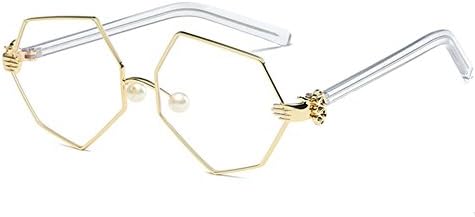 Women's Geometry Shape Metal Frame Clear Lens Vintage EyeGlasses Gold