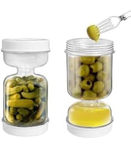 ROTRES Sanduhr Einmachglas Mit Sieb - BPA Frei Für Gurken, Oliven, Kimchi 9cm Durchmesser