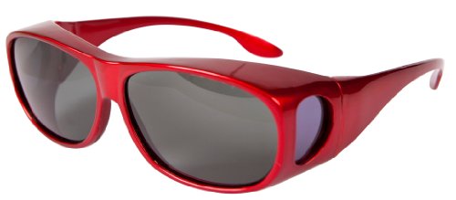 Overglasses Fit Over anteojos de sol Wear over your prescription glasses Polarised UV400 Wrap around Sports Metallic Red Grey Lens Categoría 3 Bright Sun