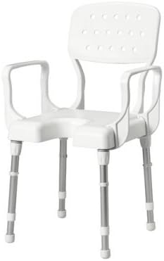 Nizza Shower Chair with Armrest and Cut-Out Height-AdjustableWhite, bath aid