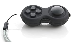 GENERIC 8-in-1 Fidget Controller Toy for Stress - Silent Multi-Functional Game Pad for Kids & Adults - Ergonomic Silicone Design with Case (Black)