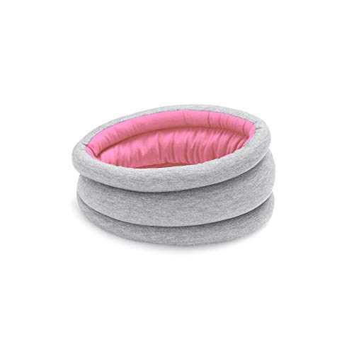 OSTRICHPILLOW Light Almohada de Viaje para Aviones, Coche, Oficina, Soporte de Cuello para Volar, Almohada de Cuello para Siestas. Accesorio de Viaje para Hombre y Mujer - Color Rosa - Candy Pink