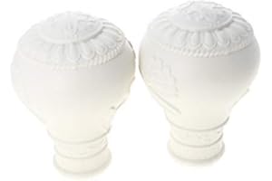 MroMax Curtain Rod Cap Finials Plastic Vintage for 28mm Dia Rod white 85mm 2 Pcs