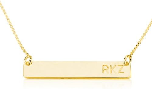 Bar Necklace Personalized Name Necklace 18k Gold Plated Custom Made Any Name (40 CM)