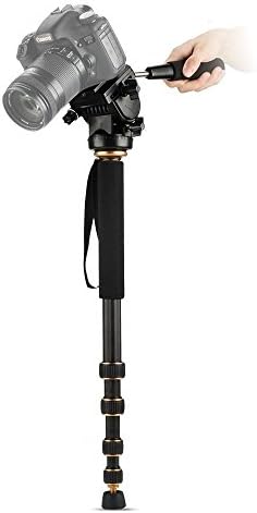 Goin Q188 Camera Tripod 560mm-1640mm Portable Flexible Aluminum Alloy Monopod Portable 5-Sections with Pan Tilt Head Quick Release Plate For Canon Nikon Sony Pentax DSLR Cameras Video Photo Shooting Load 8KG