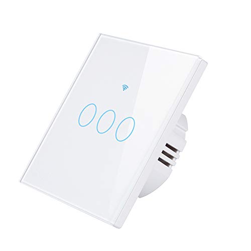 Simu Interruptor de luz de Pared Inteligente Compatible con Alexa y Google Home Panel de Vidrio Templado único Tipo 86 para hogares Inteligentes