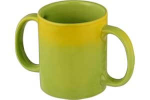 AncientImpex Keramik-Trinkbecher mit zwei Griffen für sicheren Halt, 350 ml – elegantes Grün