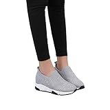 Tianwlio Frauen Herbst Winter Stiefel Schuhe Stiefeletten Boots Damen Strass Breathable Erhöht Weibliche Schuhe Keilabsatz Freizeitschuh Reise Schuhe Grau 40