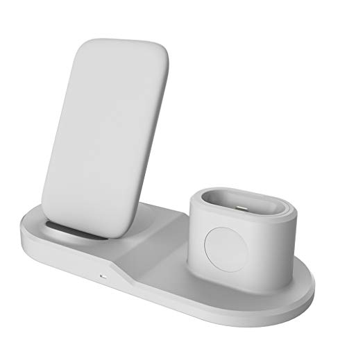 Preisvergleich Produktbild H.eternal Wireless Ladegerät Schnellladungen Ladestation Schnellladegerät Kompatibel für Apple Airpods 2th Samsung Glaxy Apple Watch iPhone (weiß)
