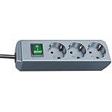 Brennenstuhl 149907 - Regleta con 3 tomas + interruptor, 1.5m, color gris