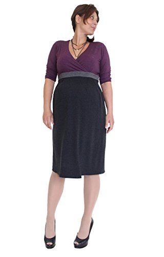 Maternity Tricolour Dress , Office Lonsleeve dress No See Through Fabric (L)
