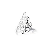 SHOUSHI Frauen Vintage Seiko S925 Silber Ring Mode Retro Ethnischen Durchbrochenen Muster Ring Persönlichkeit Übertrieben Offenen Index Finger Ring Weiblich, S925 Silberring