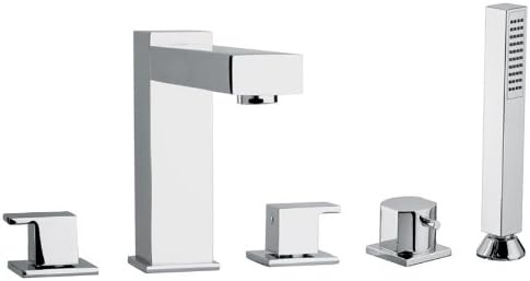 Jewel Faucets Two Lever Handle Roman Tub Faucet and Hand Shower (Chrome)