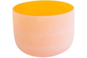 ENERGYSOUND Frosted D Sacral Chakra 4th Octave Orange Colored Quartz Crystal Singing Bowl 10 inch (25 cm)