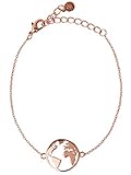 ❤️ DESIGN - Eine zartes Armband für Frauen aus rosé vergoldetem Messing mit der filigranen und fein gearbeiteten Weltkarte. Ein einmaliges Gold Armband, welches vielseitig kombinierbar ist und zu fast jedem Outfit passt.