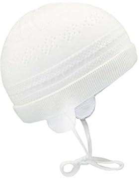 Fiebig Babybindemütze Mädchenmütze Bindemütze Strickmütze Sommermütze Baumwollmütze uni mit Ohrenklappen für Babys...