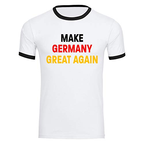 T-Shirt Deutschland Make Germany Great Again Trikot Herren weiß Gr. S-2XL – Fanshirt Fanartikel Fanshop Fußball WM EM Germany, Größe:M