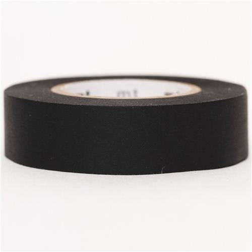 Cinta adhesiva decorativa washi de mt en negro liso Cinta adhesiva decorativa washi de mt en negro liso