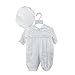 HELLO BABY White Baptism Rompers for Wedding Party Boy Suit 3 Pieces with Bow and Embroidery and 100%Polyester 0691 (S)