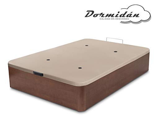 Dormidán - Canapé abatible de Gran Capacidad con Esquinas Redondeadas en Madera, Base tapizada 3D Transpirable + 4 válvulas aireación 105x190cm Color Cerezo-Nogal