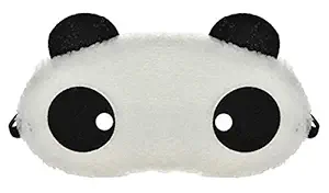 PRASJAL Cute Fur Panda Eye Blind Sleeping Eye Mask Slip Night Sleep Eye White and Black Super Soft & Smooth Travel Masks for Men Women Girls Boys Kids (Panda)